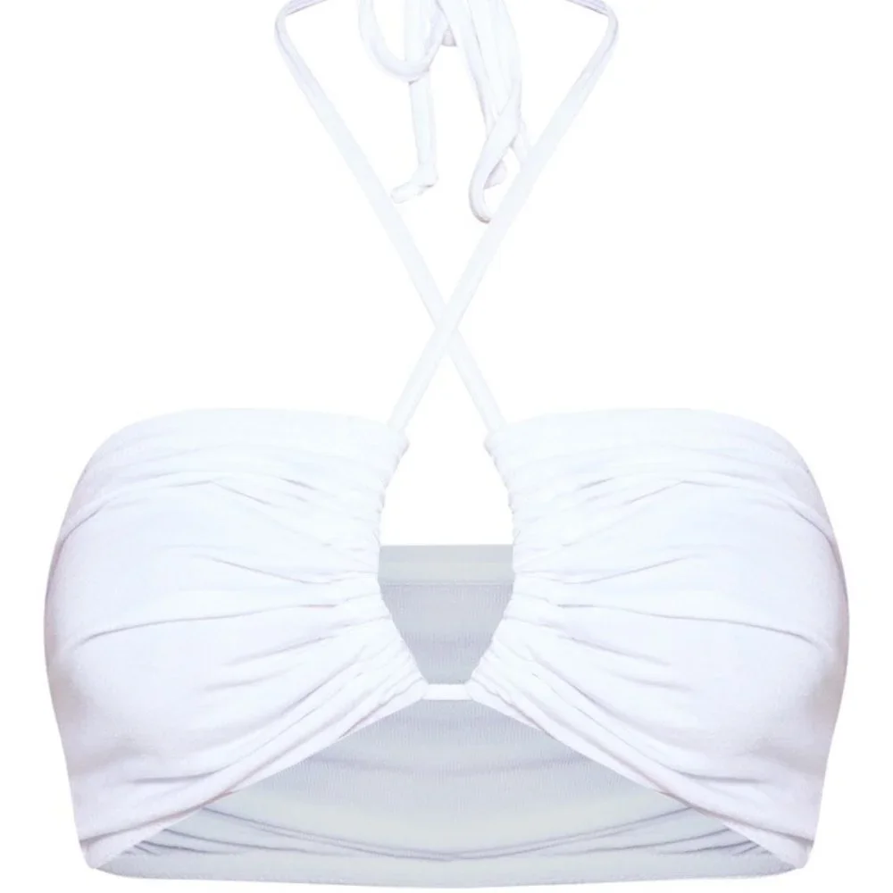 NWT Pretty Little Things Size 4 White Tie Halterneck Crop Top - Picture 2 of 9